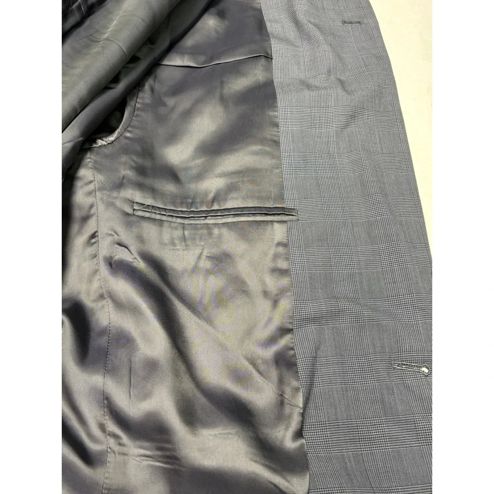 Jos. A. Bank Mens 42L Grey Glen Plaid 100% Wool 2 Piece Suit Blazer W36‎ L31